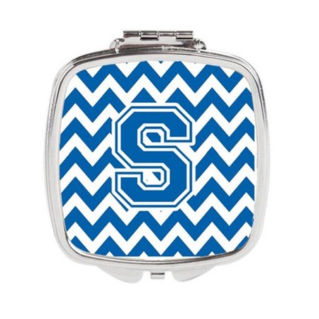 CAROLINES TREASURES Letter S Chevron Blue and White Compact Mirror CJ1056-SSCM